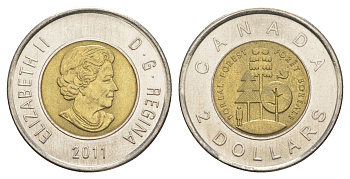 Канада 2 доллара 2011 Тайга - половина суши Канады KM 1167 биметалл UNC 4652-1216