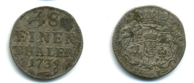 САКСОНИЯ 1/48 ТАЛЕРА 1739 FWoF, KM 883 (C4a) серебро 00-00