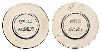 Италия жетон для аренды машинки - Mini cars - euro games диаметр 24 мм, вес 4,9 гр нержавеющая сталь 4670-812