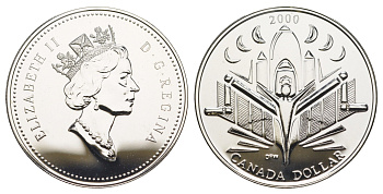 Канада 1 доллар 2000 миллениум KM 401 серебро BU 11-091-33