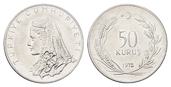 Турция 50 курушей 1972 Анатолийская невеста KM 899 нержавеющая сталь 4706-1136