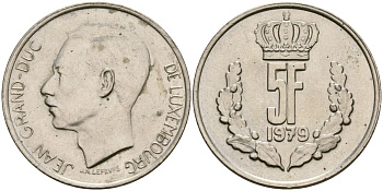 Люксембург 5 франков 1979 Великий герцог Жан (1964-2000) KM 56 медно-никель 4135-1051