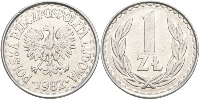 ПОЛЬША 1 ЗЛОТЫЙ 1982 MW KM 49.1 алюминий 68-432