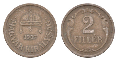 Венгрия 2 филлера 1937 BP KM 506 бронза 4665-454