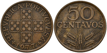 Португалия 50 сентаво 1977 KM 596 бронза 4156-533