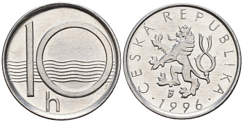 Чехия 10 геллеров 1996 KM 6 алюминий 4152-767