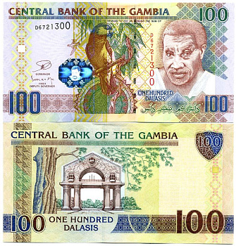 Гамбия 100 даласи ND (2006-2013) сенегальский попугай Pick 29 c бумага UNC (пресс) 448-159-1