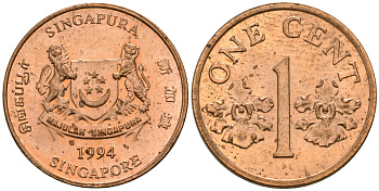 Сингапур 1 цент 1994 sm KM 98 цинк плакированный медью UNC 4608-859