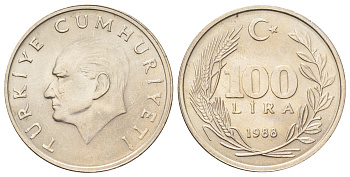 Турция 100 лир 1988 Кемаль Ататюрк KM 967 медь никель цинк UNC 4692-814