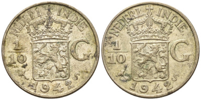 Нидерландская Восточная Индия 1/10 гульдена 1942 S KM 318 серебро 4174-318