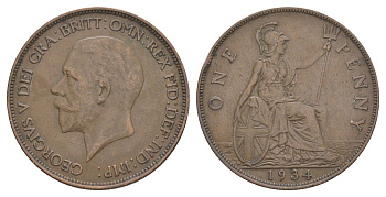 Великобритания 1 пенни 1934 Георг V (1910-1936) KM 838, Spink 4055 бронза 4185-441