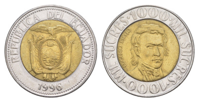 Эквадор 1000 сукре 1996 KM 99 биметалл UNC 4641-736