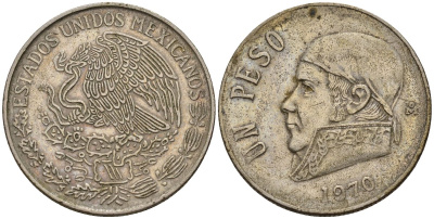 Мексика 1 песо 1970 Хосе Мария Морелос KM 460 медно-никель 111-126