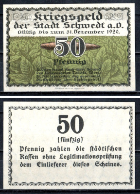 Шведт 50 пфеннигов 1920 пуля Mehl Grabowski S59.2b бумага UNC (пресс) 7556-61-1-2