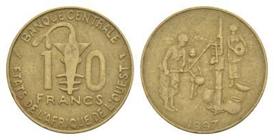 Западная Африка (BCEAO) 10 франков 1997 KM 10 медь алюминий никель 4612-833