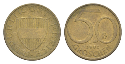 Австрия 50 грошей 1982 KM 2885 алюминиевая бронза 4124-314