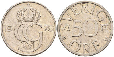 Швеция 50 эре 1978 Карл XVI Густав (1973- ) KM 855 медно-никель 4582-811