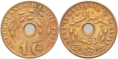 Нидерландская Восточная Индия 1 цент 1945 D KM 317 бронза 4525-537