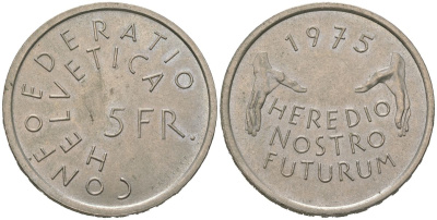 Швейцария 5 франков 1975 Защита памятников KM 53 медно-никель UNC 11-082-23