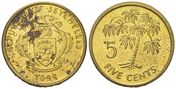 Сейшельские Острова (Сейшелы) 5 центов 1997 KM 47 латунь UNC 4618-1151
