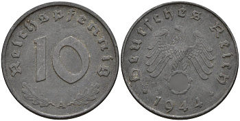 Германия 10 рейхспфеннигов 1944 A KM 101, J.371 цинк 4151-262
