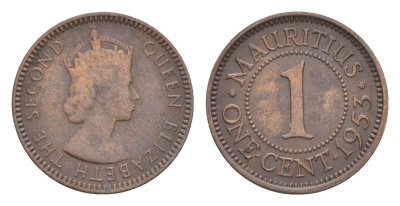 Маврикий 1 цент 1953 KM 31 бронза 4617-824