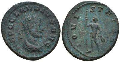 Римская Империя антониниан 268 - 269 Клавдий II Готский, IMP С CLAVDIVS AVG, бюст императора / IOVI STATORI, Юпитер, Рим RIC 52 биллон 1073-25-47