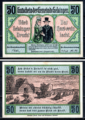 Зельзинген (Пруссия, Ганновер) 50 пфеннигов 1920 Mehl Grabowski 1220.1 бумага UNC (пресс) 7556-62-2-1