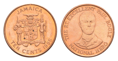 Ямайка 10 центов 1995 KM 146.2 сталь плакированная медью UNC 4643-122