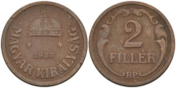 Венгрия 2 филлера 1935 BP KM 506 бронза 4115-1141
