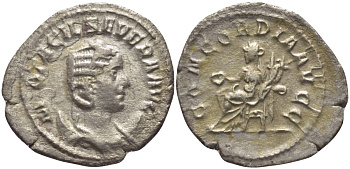 Римская Империя антониниан 248 - 249 Отацилия Севера, жена Филиппа АрабА CONCORDIA AVGG, Конкордия, персонификация Согласия, Рим, Good Very fine RIC 129 серебро 1073-15-27