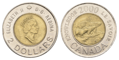 Канада 2 доллара 2000 Передача знаний от одного поколения к другому KM 399 биметалл 106-1114