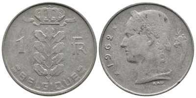 БЕЛЬГИЯ 1 ФРАНК 1962 BELGIQUE KM 142.1 медно-никель 4382-917