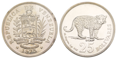 Венесуэла 25 боливаров 1975 Международный союз охраны природы и природных ресурсов Y 46 серебро BU 413-3844
