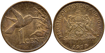 Тринидад и Тобаго 1 цент 1979 колибри KM 29 бронза 4396-965