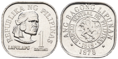 Филиппины 1 сентимо 1978 вождь острова Мактан Лапу-Лапу KM 205 алюминий  UNC  220-1137