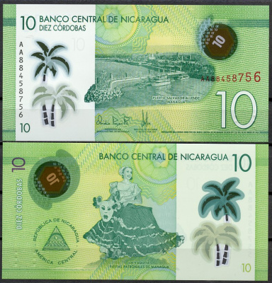 Никарагуа 10 кордоба 2022 Пуэрто-Сальвадор-Альенде, Манагуа, праздник Ла Вакита Pick 209 a  пластик  UNC (пресс) 449-80-1
