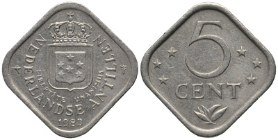 Нидерландские Антилы 5 центов 1983 Беатрикс (1980-2013) KM 13 медно-никель 4576-1247