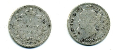 КАНАДА 5 ЦЕНТОВ 1900 ВИКТОРИЯ серебро 46-2439