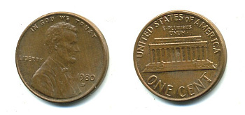 США 1 цент 1980 D, Авраам Линкольн KM 201 медь цинк 46-615
