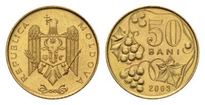 Молдавия (Молдова) 50 бань (бани) 2003 KM 10 сталь плакированная латунью UNC 4588-928