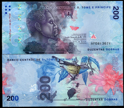 Сан-Томе и Принсипи 200 добра 2020 Король Рей Амадор, карта, птица Pick 81 a  бумага  UNC (пресс) 451-719-2