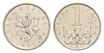 Чехия 1 крона 1995 KM 7 сталь плакированная никелем 4647-968