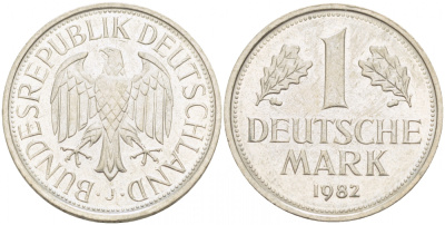 ФРГ 1 МАРКА 1982 J KM 110 медно-никель 3718-1221