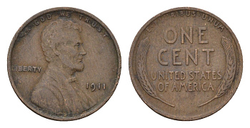США 1 цент 1911 Линкольн KM 132 бронза 4682-827