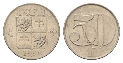 Чехословакия 50 геллеров 1992 KM 144 медно-никель 4684-635