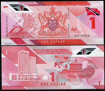 Тринидад и Тобаго 1 доллар 2020 красный ибис, здание Центрального банка Pick NEW пластик UNC (пресс) 447-98-1