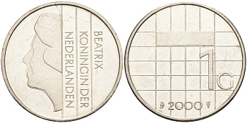 Нидерланды 1 гульден 2000 Беатрикс (1980-2013) KM 205 никель 4171-143