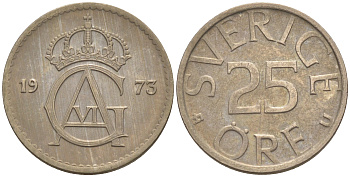 Швеция 25 эре 1978 Карл XVI Густав (1973- ) KM 851 медно-никель UNC 187-843