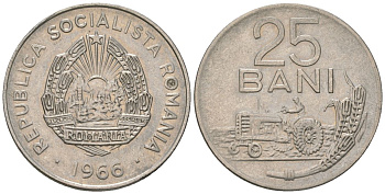 Румыния 25 бань 1966 KM 94 сталь плакированная никелем 4532-718